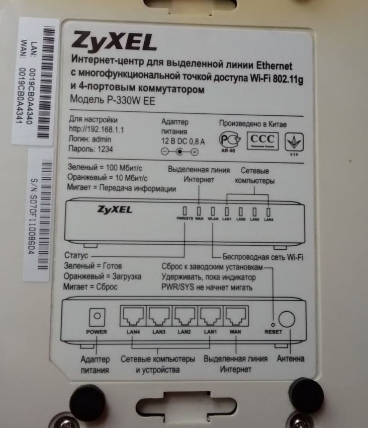 Роутер ZyXEL P-330W EE: подключение и настройка