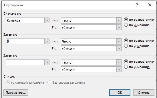 Сортировка по алфавиту