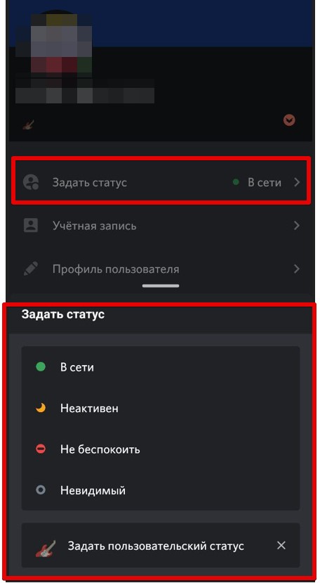 Как сделать или изменить статус в Discord