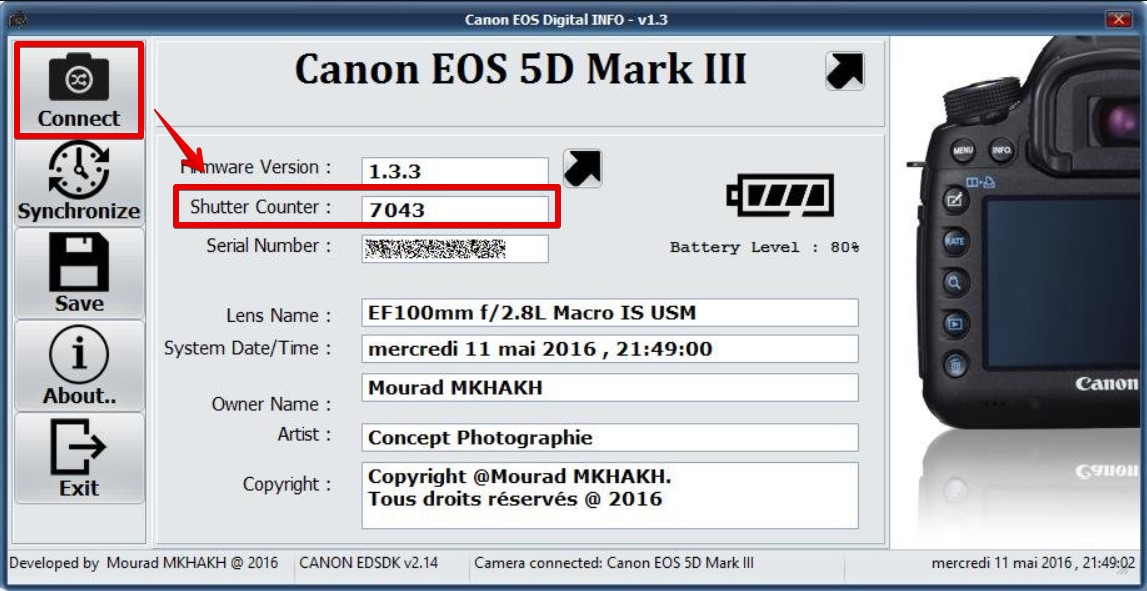 Как узнать пробег фотоаппарата Canon