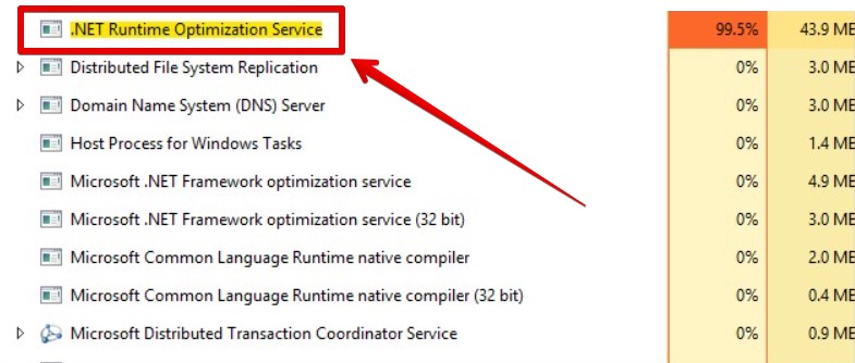 .NET Runtime Optimization Service грузит процессор и систему