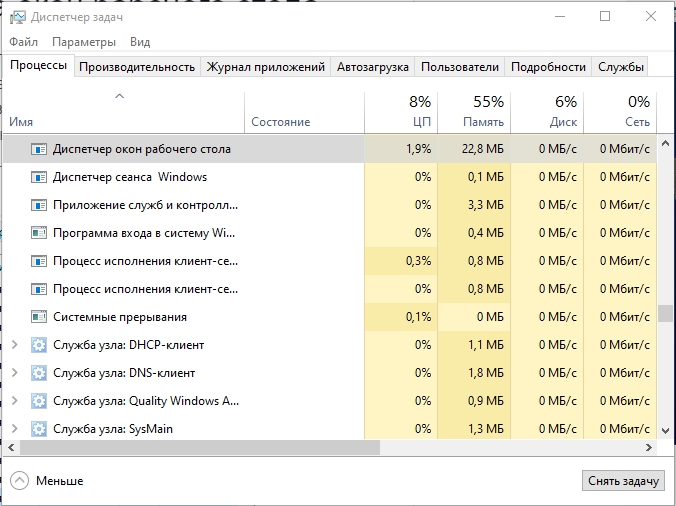 Диспетчер окон рабочего стола грузит память: решено
