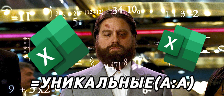 Количество уникальных значений в столбце Excel