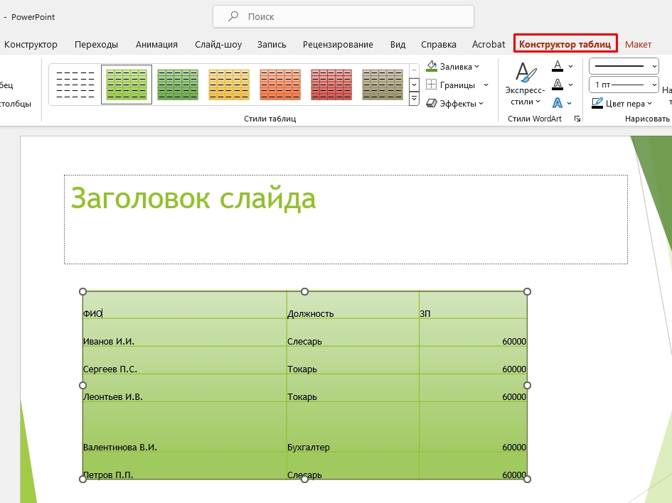 Как сделать таблицу в PowerPoint: инструкция